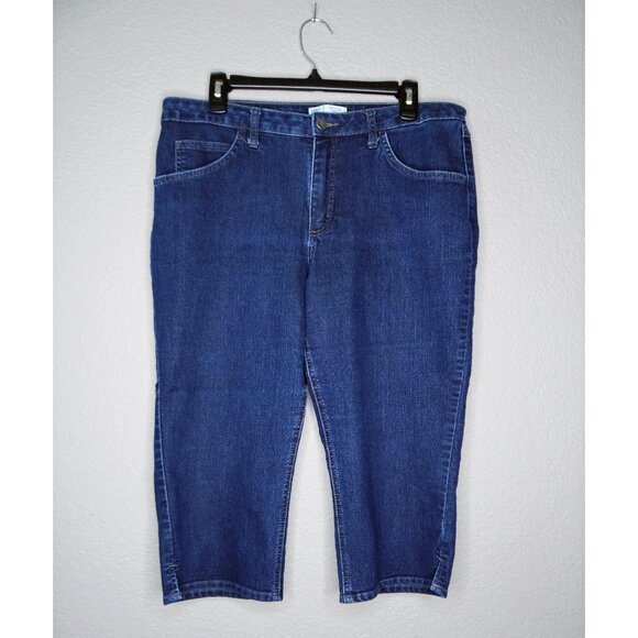 Riders by Lee Mid Rise Capri Jeans Dark Wash Denim Cropped Size 14 Style 1312569 - Picture 1 of 7
